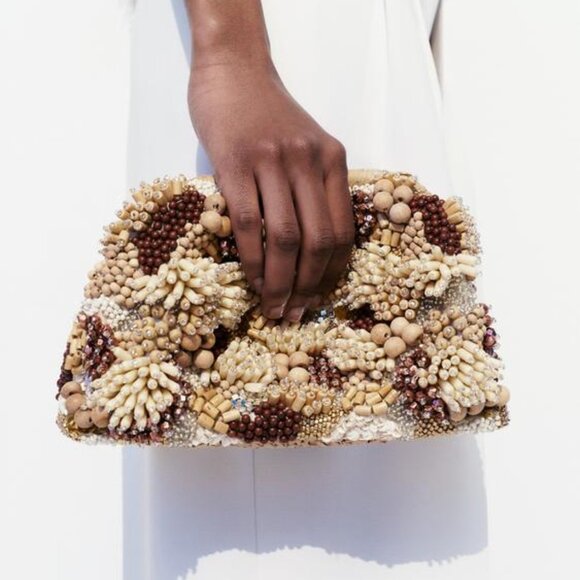 Zara Handbags - ZARA BROWN BEADED BAG NWT SUMMER 2024